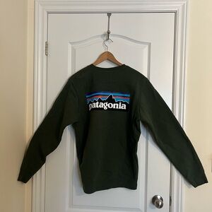 Patagonia Forest Green Crewneck with Multicolor Logo